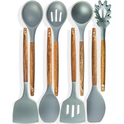 8 Pieces Wooden Handle Kitchen Accessories Cooking Tools Set Silicone Kitchen Accessories