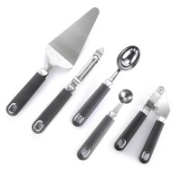 5 Pcs Cooking accessories set stainless steel Kitchen Gadget tool set with Rubber Handle