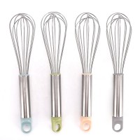 Food Grade Stainless Steel Multicolor Silicone Manual Mixer Egg Whisk Beater For Cooking