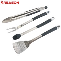 2020 Hot Sale  grilling tools set, Long TPR handle 4 Piece Barbecue tools set