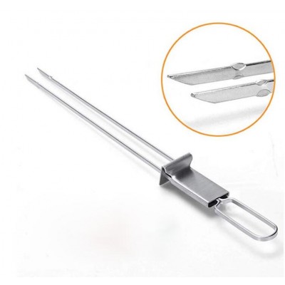 Stainless Steel Double Pronged Design Skewer Easy for Cooking Meat Shish Kabobs Convenient Slider to  Remove Your Food Reusable