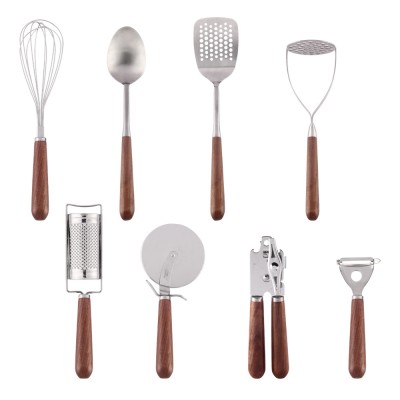 high quality Stainless Steel Kitchen Accessories Kitchen Utensils Cooking Tools With Wooden Handle