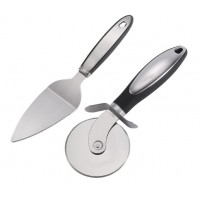 Two-piece stainless steel pizza cutter